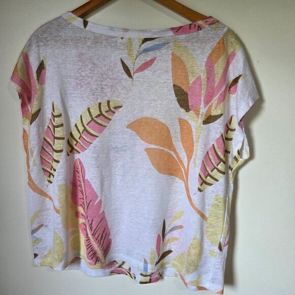 EUC CYNTHIA ROWLEY BOATNECK SUMMER PRINT LINEN TOP SIZE SMALL - Picture 4 of 13